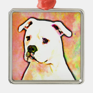 Ornamento De Metal Retrato americano do pop art do buldogue