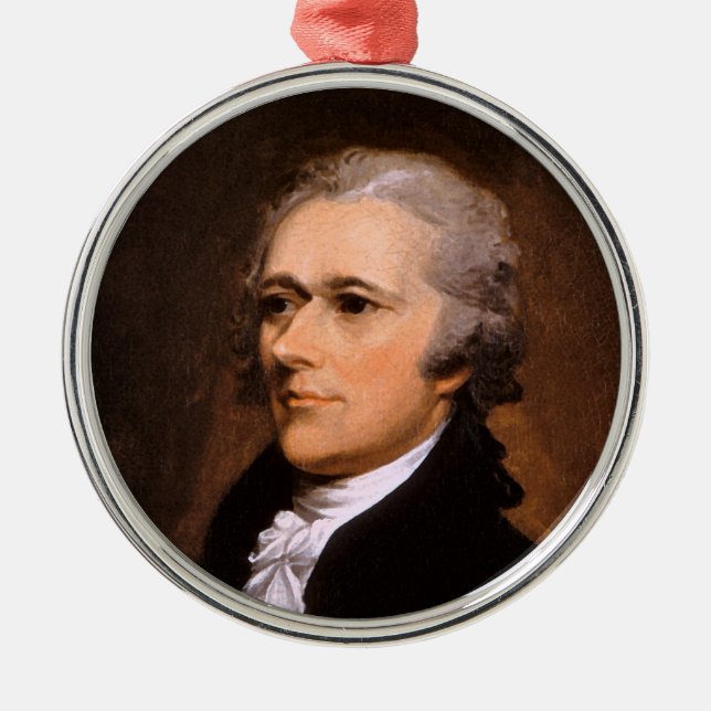 Ornamento De Metal Retrato de Alexander Hamilton por John Trumbull (Frente)