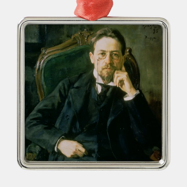 Ornamento De Metal Retrato de Anton Pavlovich Chekhov, 1898 (Frente)