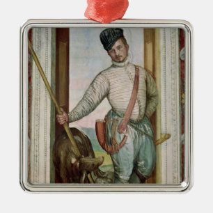 Ornamento De Metal Retrato de auto no traje da caça, 1562