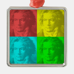 Ornamento De Metal Retrato De Beethoven Em Quadrados