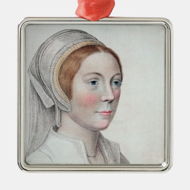 Ornamento De Metal Retrato de Catherine Howard (1520-42) gravado (Frente)