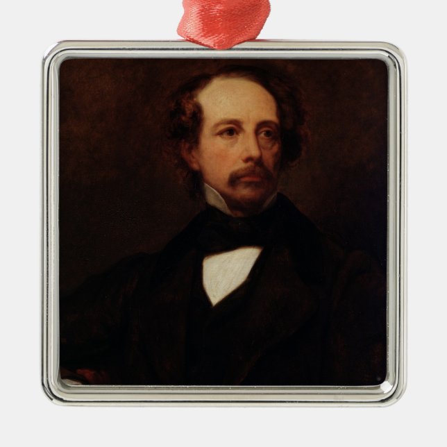 Ornamento De Metal Retrato de Charles Dickens 1855 (Frente)
