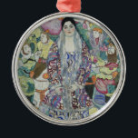 Ornamento De Metal Retrato de Friederike Maria Beer por Gustav Klimt<br><div class="desc">Retrato de Friederike Maria Beer (1916) por Gustav Klimt é uma pintura de retrato de arte vitoriana do simbolismo da era vitoriana. Friederike-Maria pediu que Klimt a pintasse num vestido de oficina vienense que ela vestia exclusivamente. Klimt decidiu que deveria vestir seu dentro de casaco de pelo para fora para...</div>