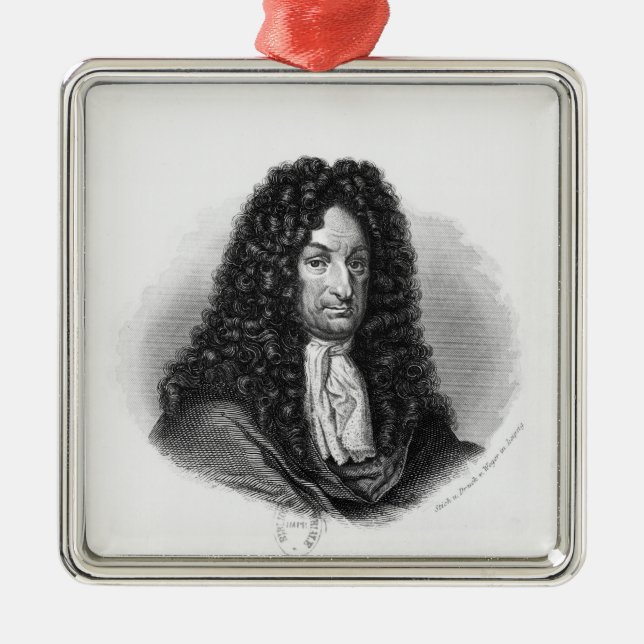 Ornamento De Metal Retrato de Gottfried Wilhelm Baron de Leibniz (Frente)