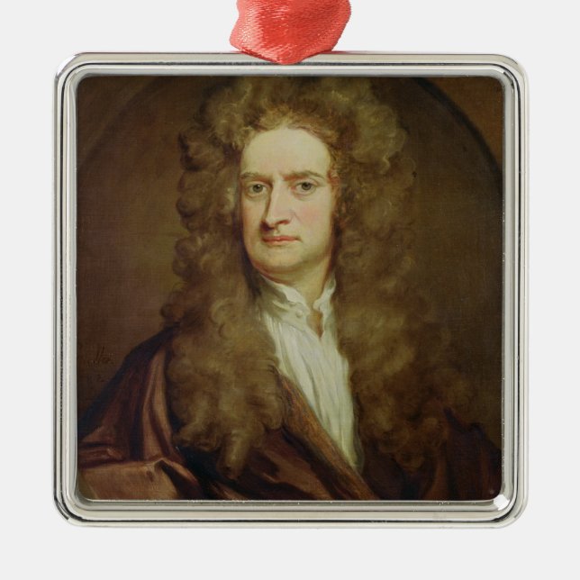Ornamento De Metal Retrato de Isaac Newton 1702 (Frente)