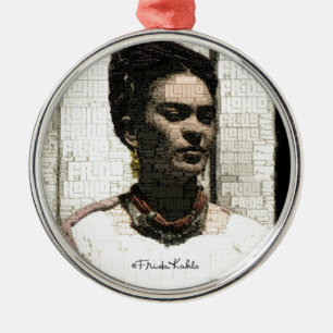 Ornamento De Metal Retrato de matéria têxtil de Frida Kahlo