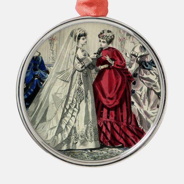 Ornamento De Metal Retrato de Noiva de Casamento de Festa Vitoriana A (Frente)