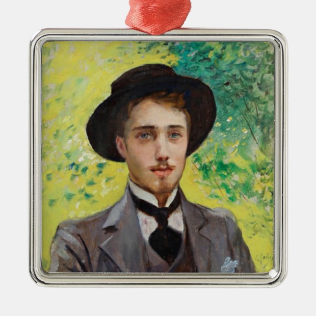 Ornamento De Metal Retrato de um Jovem (por Georges Rochegrosse) (Frente)