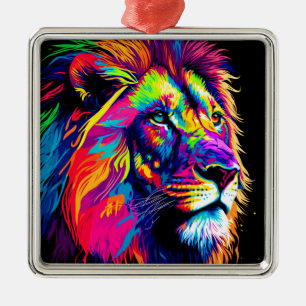 Ornamento De Metal Retrato digital de 3d Lion