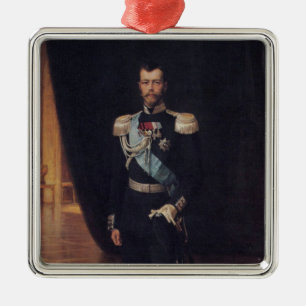 Ornamento De Metal Retrato do czar Nicholas II (por Albert Edelsense)