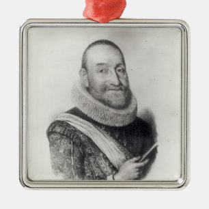 Ornamento De Metal Retrato do d'Aubigne de Theodore Agrippa