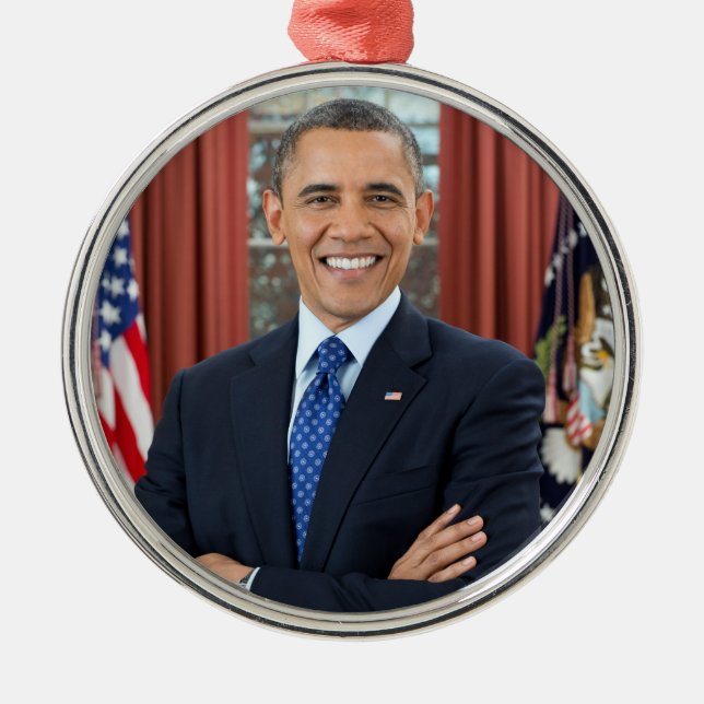 Ornamento De Metal Retrato do Gabinete Oval, Obama Barack Presidente  (Frente)