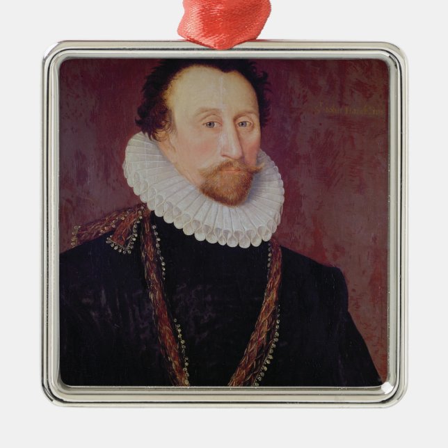 Ornamento De Metal Retrato do senhor John Hawkins 1581 (Frente)