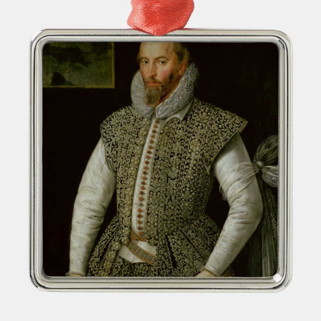 Ornamento De Metal Retrato do senhor Walter Raleigh, 1598 (Frente)
