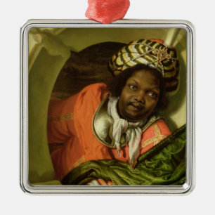 Ornamento De Metal Retrato Moor que guardara uma bandeira em uma