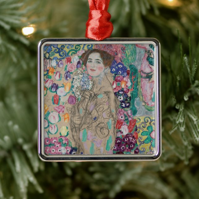 Ornamento De Metal Retrato póstumo de Ria Munk por Gustav Klimt (Árvore)