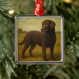 Ornamento De Metal Retriever de Cabelo Ondulado