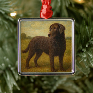 Ornamento De Metal Retriever de Cabelo Ondulado