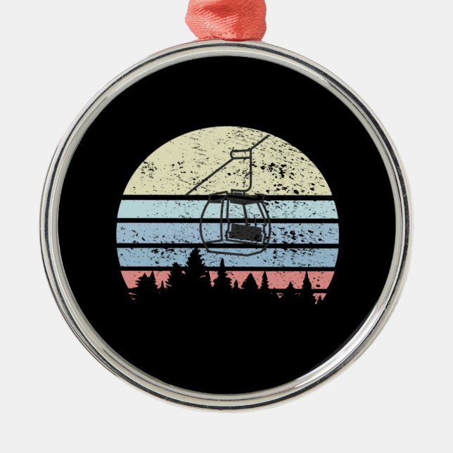 Ornamento De Metal Retro de elevação de esqui (Frente)