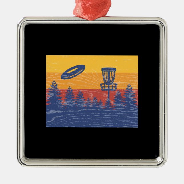 Ornamento De Metal Retro de Golf de Disco (Frente)
