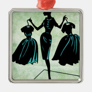 Ornamento De Metal Retro Fashionista Silhouette