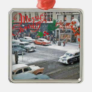 Ornamento De Metal Retro Holiday Magnet