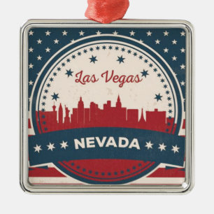 Ornamento De Metal Retro Las Vegas Skyline