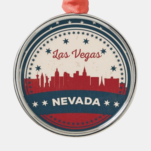 Ornamento De Metal Retro Las Vegas Skyline (Frente)