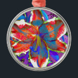 Ornamento De Metal Retro Lily<br><div class="desc">Romantic surreal abstract colorful lily</div>