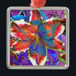 Ornamento De Metal Retro Lily<br><div class="desc">Romantic surreal abstract colorful lily</div>