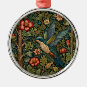 Ornamento De Metal Retro vintage art nouveau hummingbird
