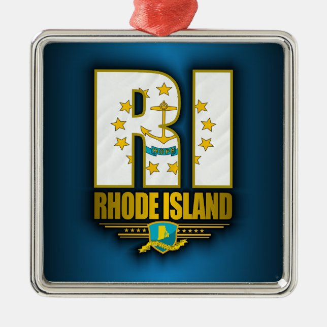 Ornamento De Metal Rhode Island (RI) (Frente)
