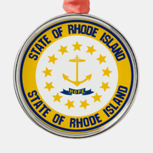 Ornamento De Metal Rhode Island Round Emblem