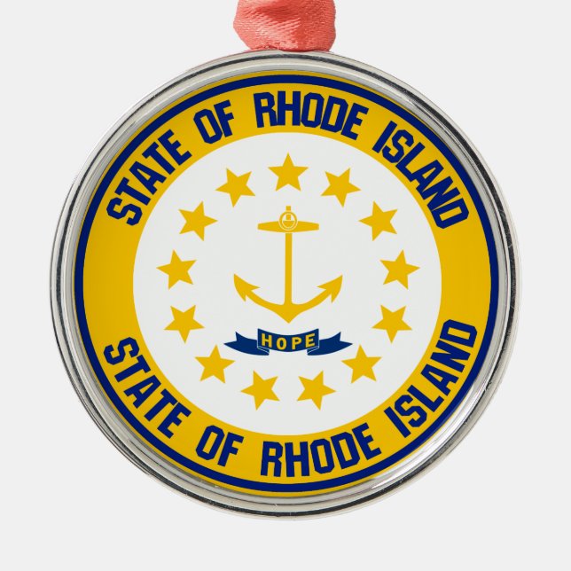 Ornamento De Metal Rhode Island Round Emblem (Frente)