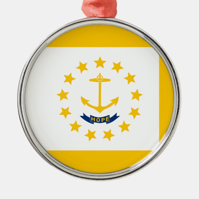 Ornamento De Metal Rhode Island State Flag Design (Frente)