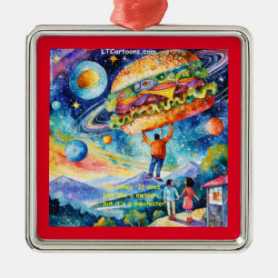 Ornamento De Metal Rick London Vegano Vê Meateator No Espaço Engraçad