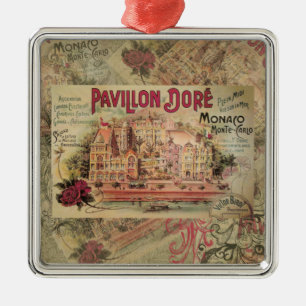 Ornamento De Metal Rico de Vintage com Monge Colage Monte Carlo Viage