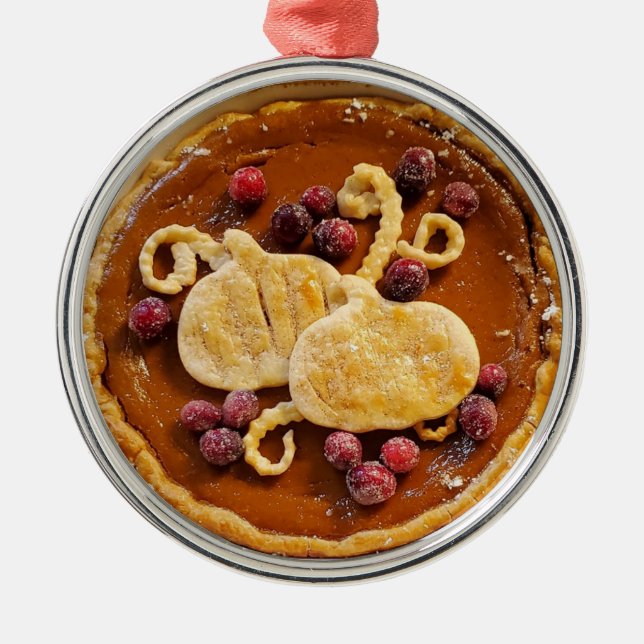 Ornamento De Metal Rico Pumpkin Pie Natal (Frente)