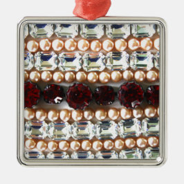 Ornamento De Metal Rinestonas e pérolas - joias de colheita