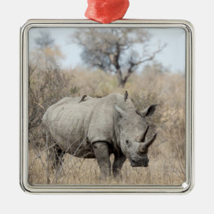 Ornamento De Metal Rino Branco