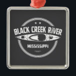Ornamento De Metal Rio Creek Negro Mississippi Kayaking<br><div class="desc">O Black Creek Wild and Scenic River está localizado na Floresta Nacional De Soto do Mississippi e foi designado pelo Congresso em 1986 como o primeiro e único rio Selvagem e Cênico do Mississippi. É conhecida pela sua natureza selvagem e é um destino popular para remar, acampar e apreciar a...</div>