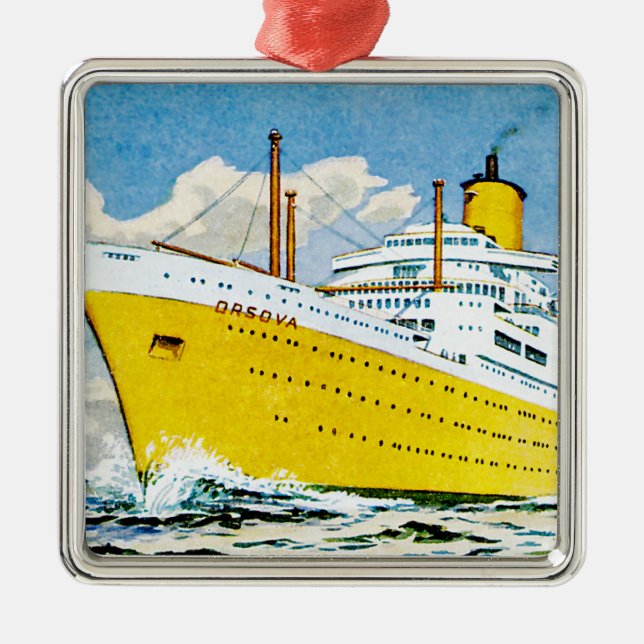 Ornamento De Metal RMS Orsova no mar (Frente)
