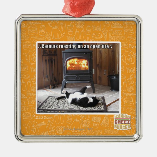 Ornamento De Metal Roasting de Catnuts (Frente)