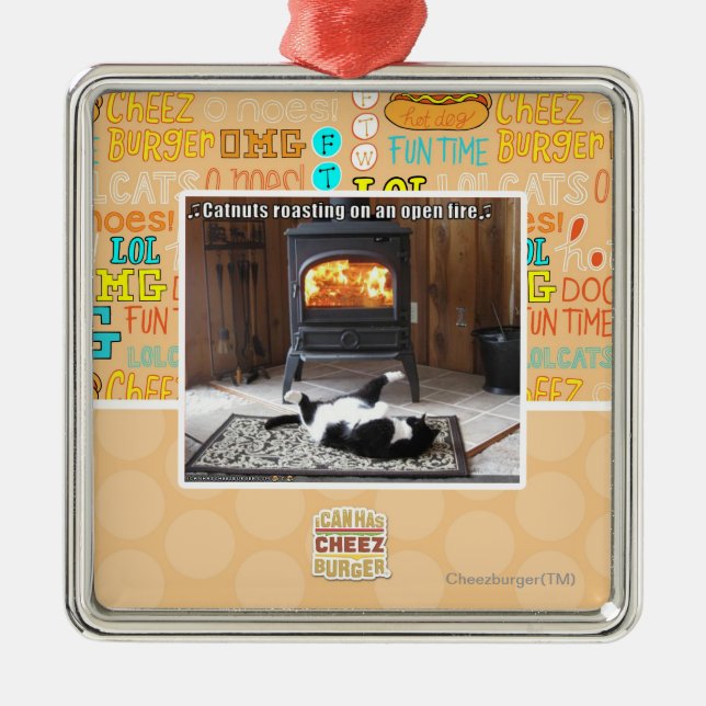 Ornamento De Metal Roasting de Catnuts (Frente)