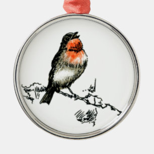Ornamento De Metal Robin Natal