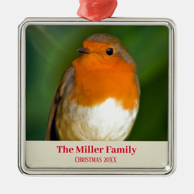 Ornamento De Metal Robin Red Breast personalizável (Frente)