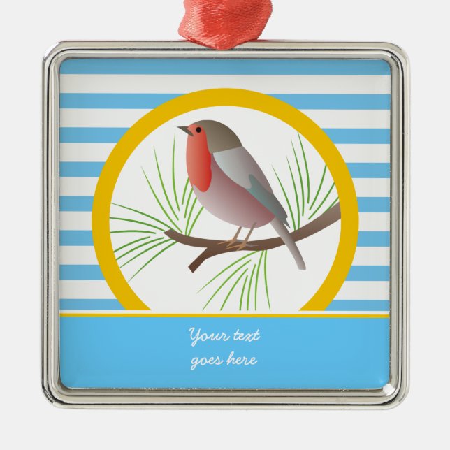 Ornamento De Metal Robin Redbreast personalizado (Frente)