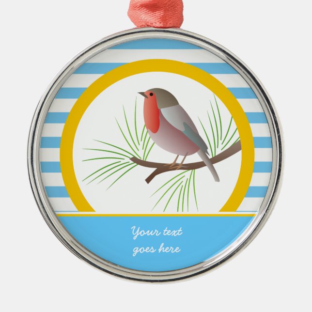 Ornamento De Metal Robin Redbreast personalizado (Frente)