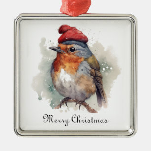 Ornamento De Metal Robin Winter Delight, personalizado